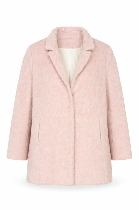Topshop Womens Pink Long Sleeve Mid-Length Wool Blend Overcoat UK 12