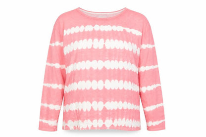 Lands' End Womens Pink Tie Dye Long Sleeve Cotton T-Shirt L