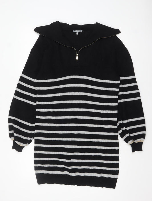 Womens UK Size 10 Oliver Bonas Black Full Zip Jumper