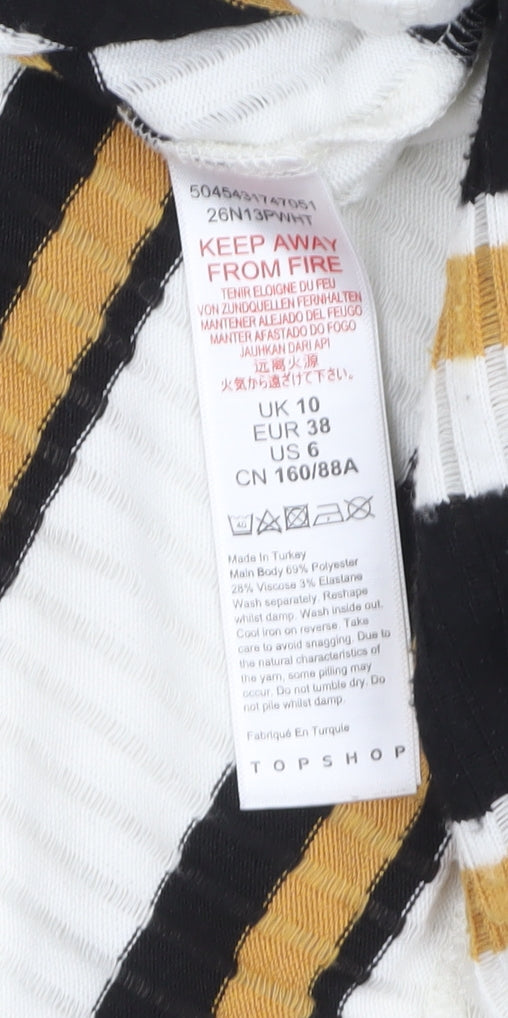 Womens UK Size 10 Topshop Multicoloured Cropped T-Shirt