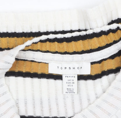 Womens UK Size 10 Topshop Multicoloured Cropped T-Shirt