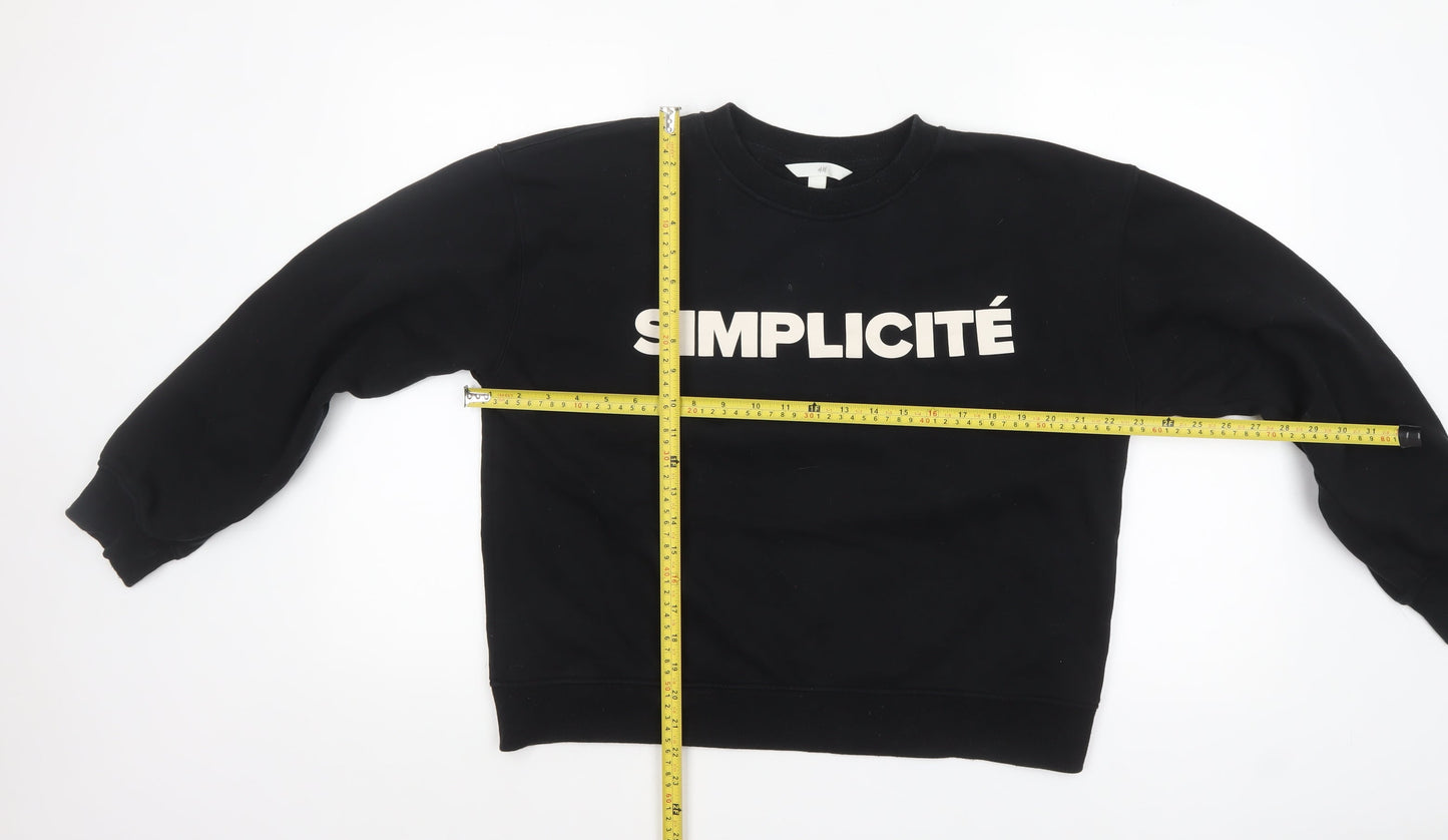 Womens UK Size 12 H&M Black Pullover Sweatshirt