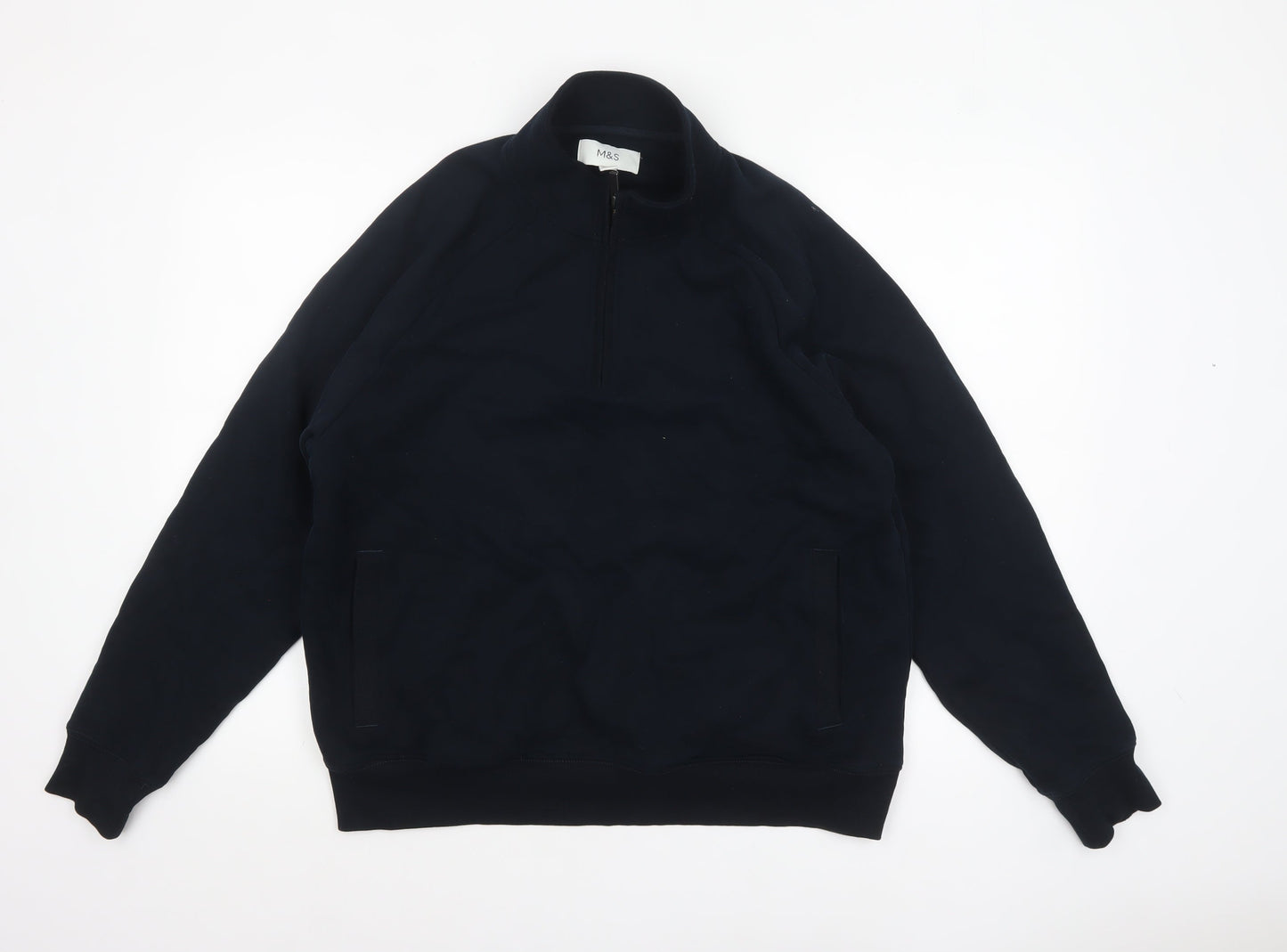 Mens UK Size L Marks and Spencer Black 1/2 Zip Sweatshirt