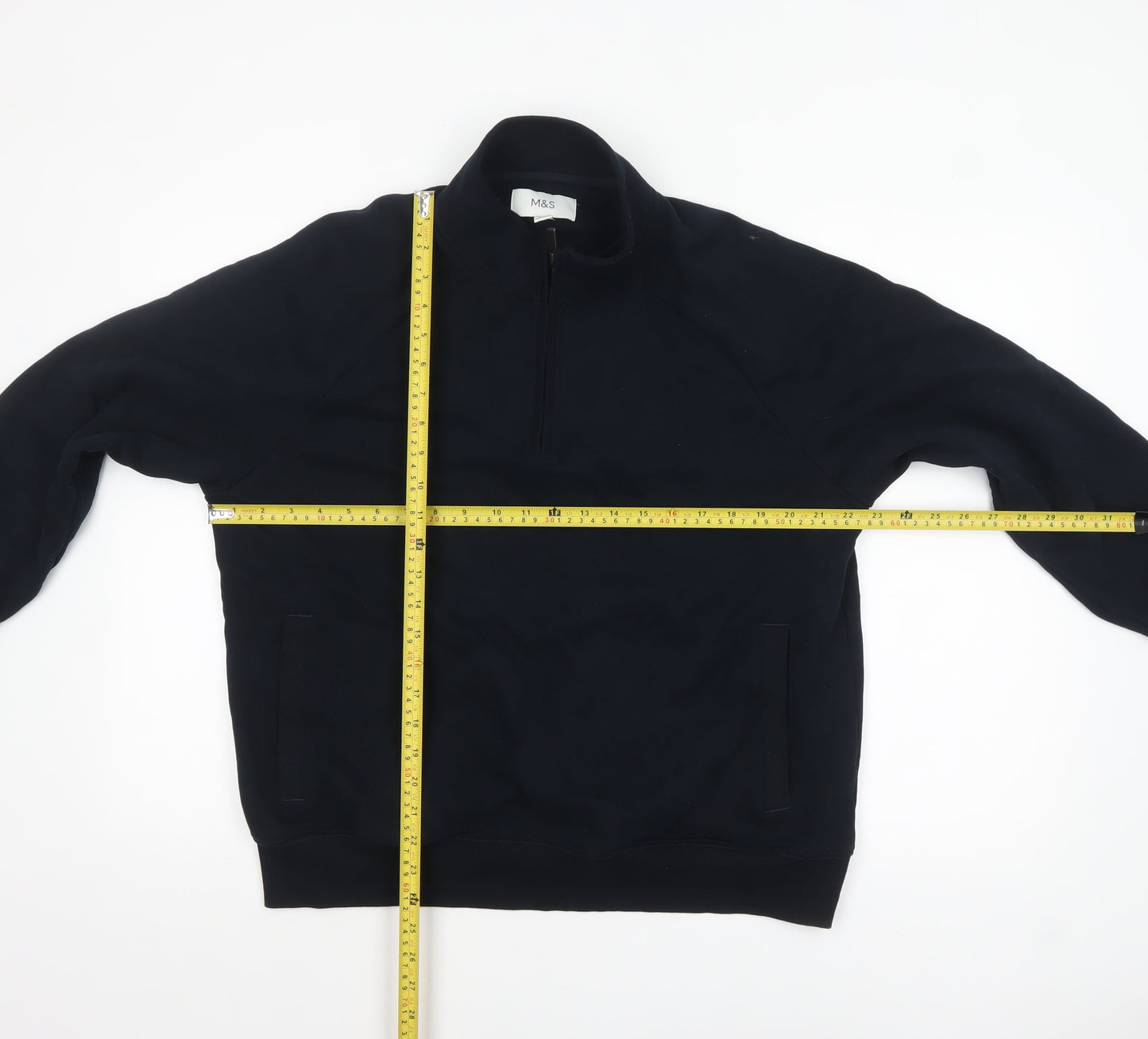 Mens UK Size L Marks and Spencer Black 1/2 Zip Sweatshirt