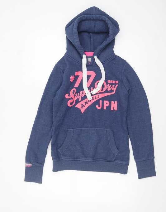 Womens UK Size XS Superdry Blue Pullover Hoodie