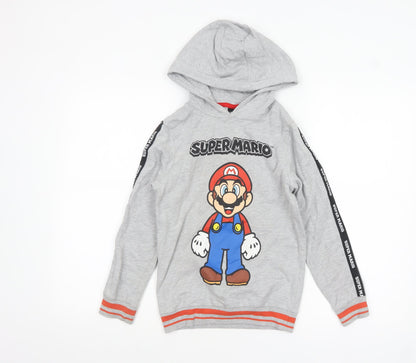 Boys UK Size 8 Years Super Mario Grey Pullover Hoodie