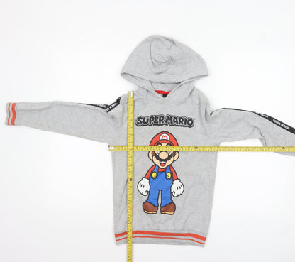 Boys UK Size 8 Years Super Mario Grey Pullover Hoodie