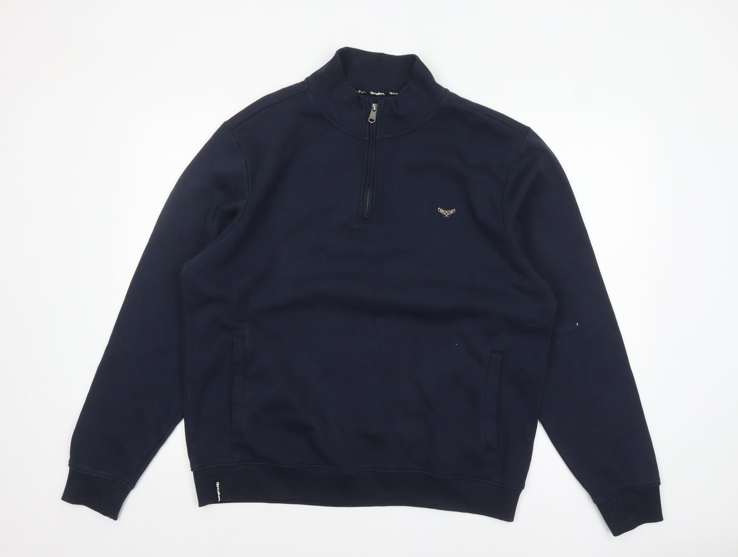 Mens UK Size XL Threadbare Blue 1/4 Zip Sweatshirt