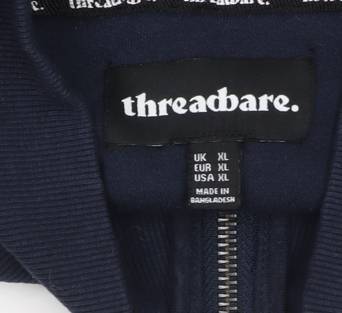 Mens UK Size XL Threadbare Blue 1/4 Zip Sweatshirt
