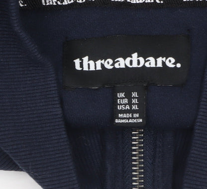 Mens UK Size XL Threadbare Blue 1/4 Zip Sweatshirt