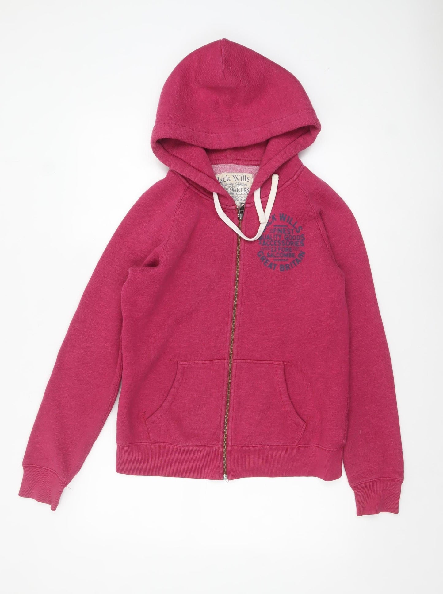 Womens UK Size 12 Jack Wills Pink Full Zip Hoodie