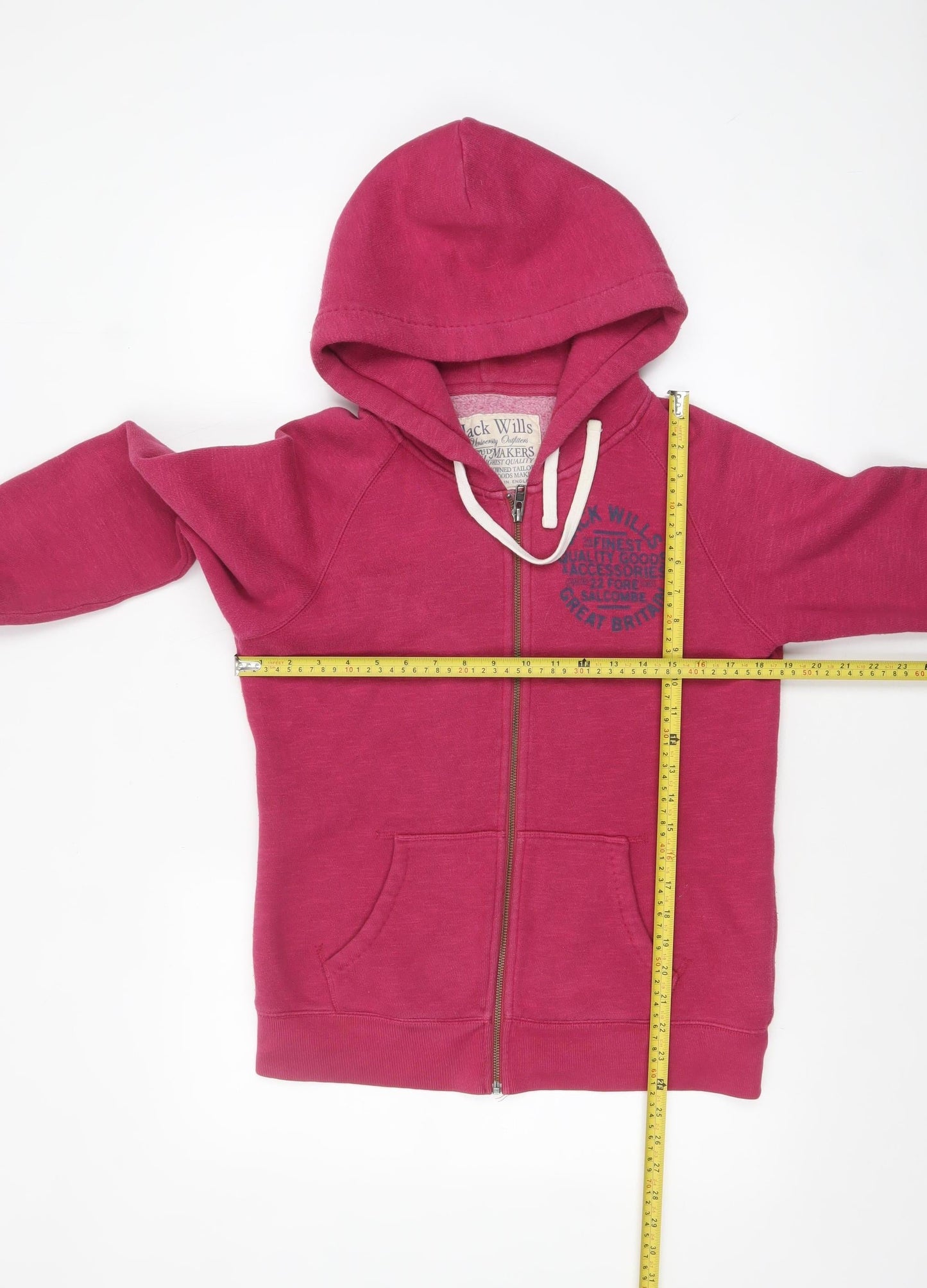Womens UK Size 12 Jack Wills Pink Full Zip Hoodie