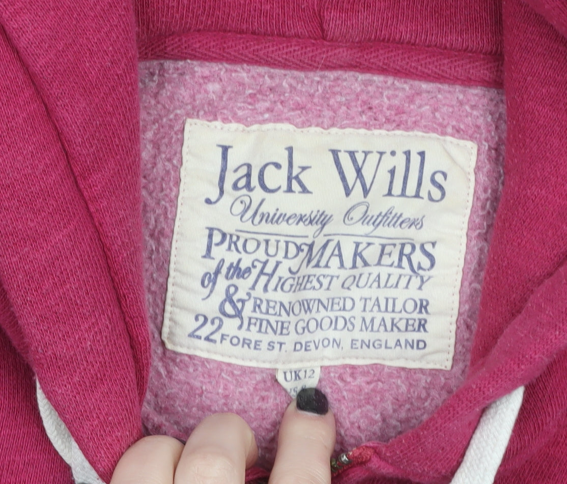 Womens UK Size 12 Jack Wills Pink Full Zip Hoodie