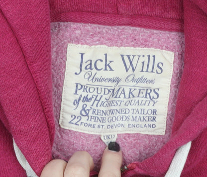 Womens UK Size 12 Jack Wills Pink Full Zip Hoodie