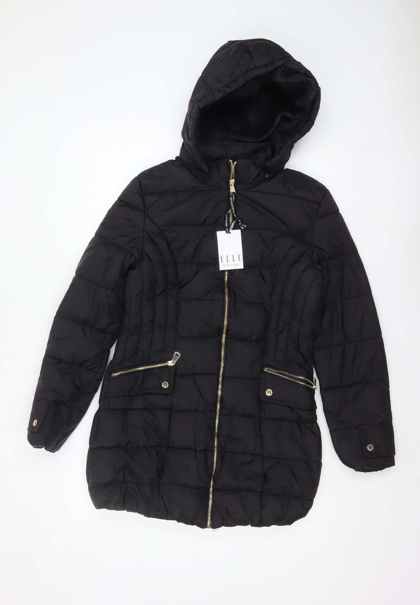Womens UK Size 8 ELLE Black Puffer Jacket