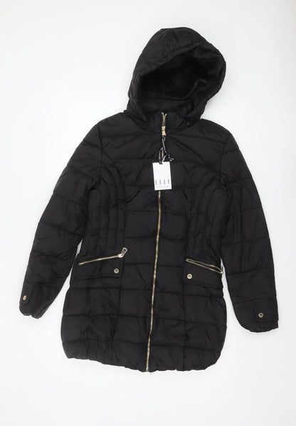 Womens UK Size 8 ELLE Black Puffer Jacket