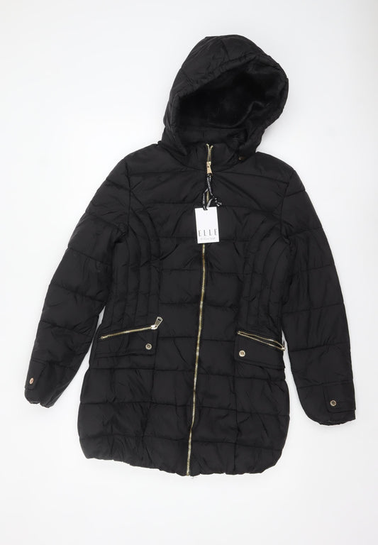 Womens UK Size 8 ELLE Black Puffer Jacket