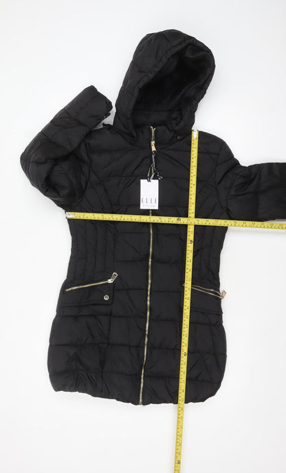Womens UK Size 8 ELLE Black Puffer Jacket