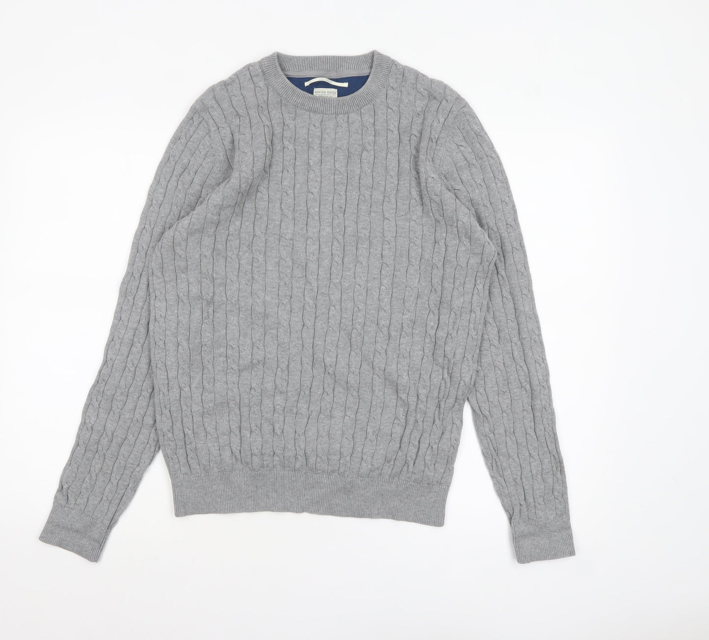Mens UK Size M Racing Green Grey Pullover Jumper