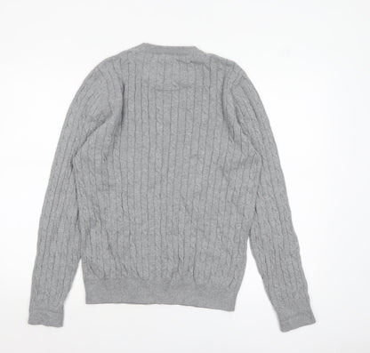 Mens UK Size M Racing Green Grey Pullover Jumper
