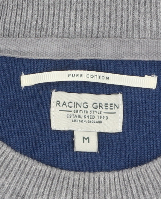 Mens UK Size M Racing Green Grey Pullover Jumper