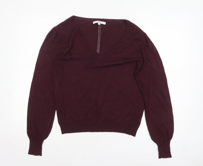 Next Women Purple V-Neck Long Sleeve Knit Jumper Size 12