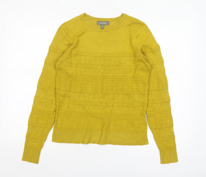 Oasis Women's Yellow Crew Neck Long Sleeve Pullover Jumper Size S