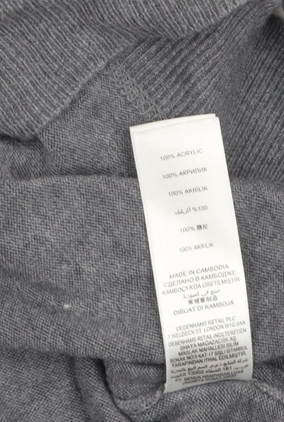 Red Herring Men's Grey V-Neck Acrylic Jumper XL Regular Fit