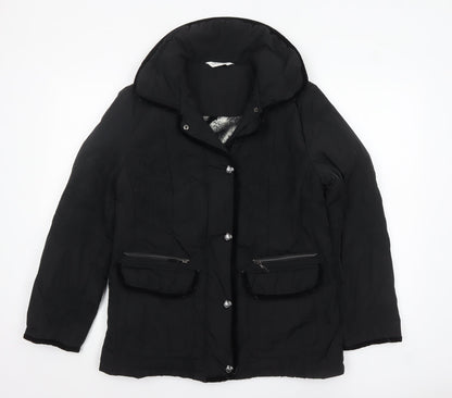 David Nieper Women's Black Size 12 Mid-Length Puffer Coat