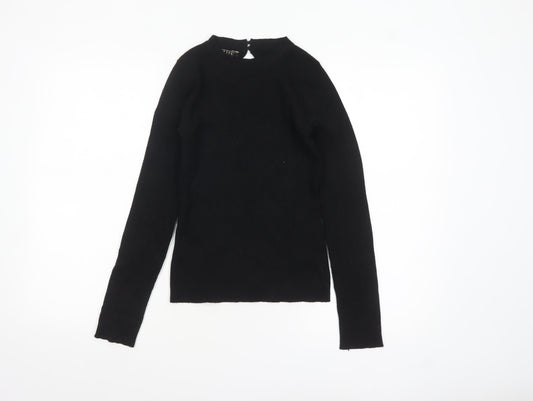 Lipsy Women Black Slim Fit Ribbed High Neck Long Sleeve Jumper Size 10