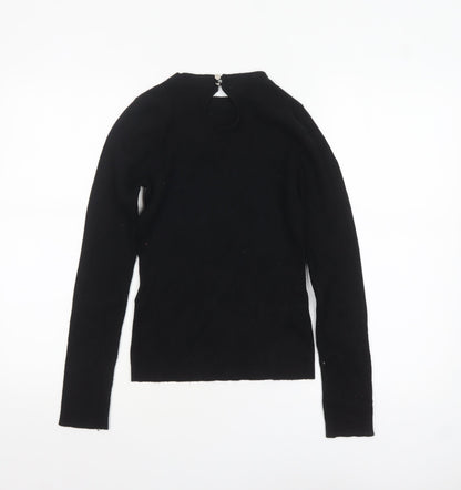 Lipsy Women Black Slim Fit Ribbed High Neck Long Sleeve Jumper Size 10