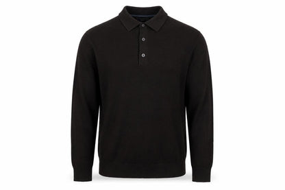 Next Men’s Black Collared Henley Jumper L Cotton Knit Classic
