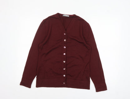 RASICA Women's Red Wool Blend V-Neck Cardigan Size 12