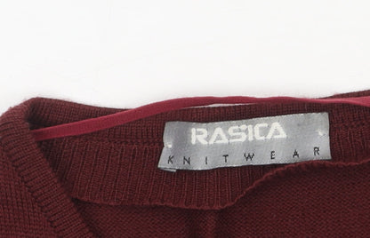RASICA Women's Red Wool Blend V-Neck Cardigan Size 12
