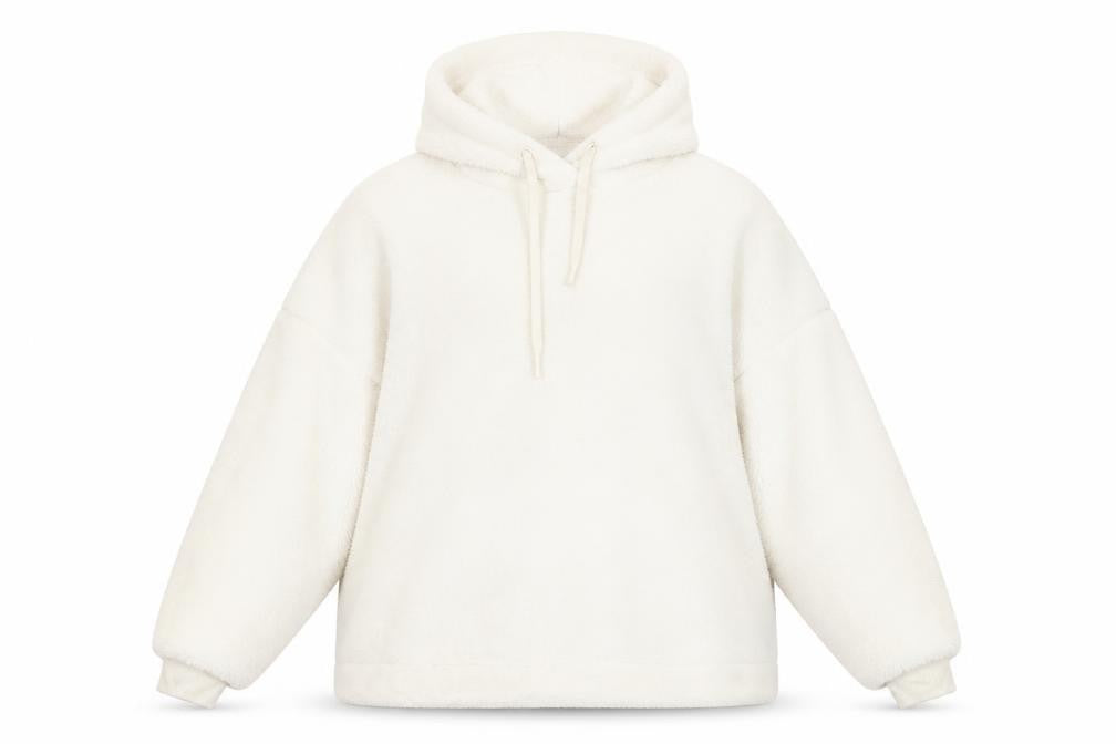 Marks and Spencer Women White Fleece Hooded Nightshirt Top L