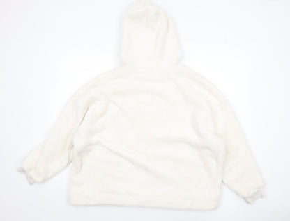 Marks and Spencer Women White Fleece Hooded Nightshirt Top L