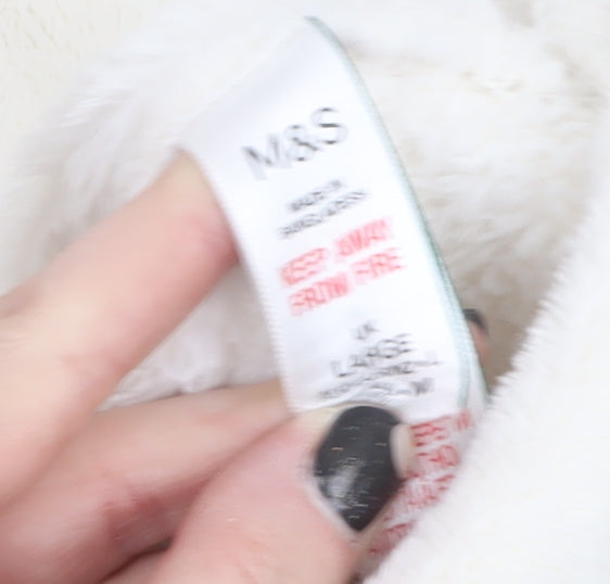 Marks and Spencer Women White Fleece Hooded Nightshirt Top L