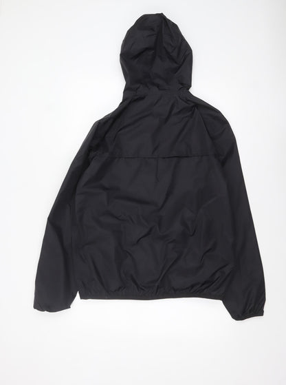 K-Way Boys Black Hooded Waterproof Windbreaker Jacket 16 Years