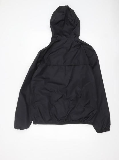 K-Way Boys Black Hooded Waterproof Windbreaker Jacket 16 Years