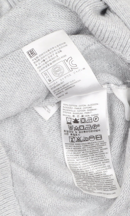Levi's Women Grey Cotton V-Neck Button Cardigan XS