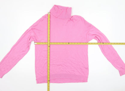 United Colors of Benetton Women’s Pink Roll Neck Cotton Jumper Size L
