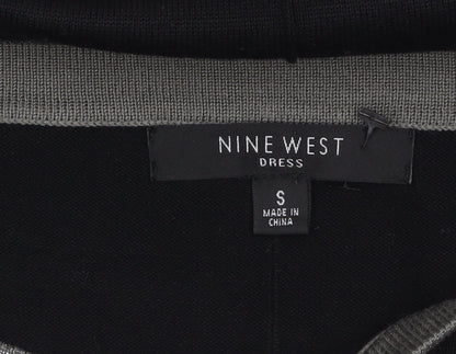 Nine West Women Black Shift Dress S Knit 3/4 Sleeve Bow Detail