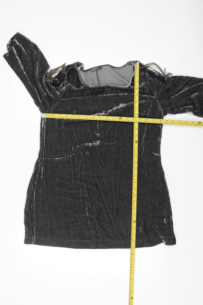 Wrap Girls Black Velvet Tunic Top UK 14 Classic Half Sleeve Party Wear