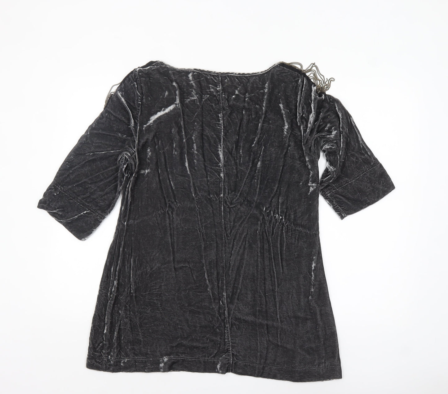 Wrap Girls Black Velvet Tunic Top UK 14 Classic Half Sleeve Party Wear