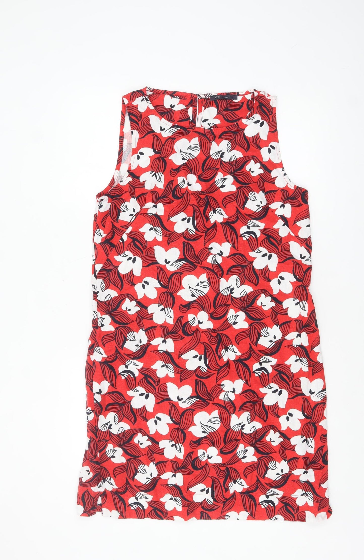 Marks and Spencer Women Red Floral Sleeveless Shift Dress UK 10