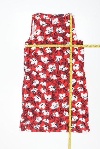 Marks and Spencer Women Red Floral Sleeveless Shift Dress UK 10