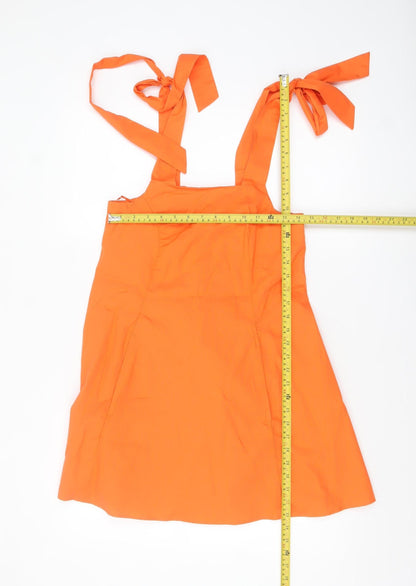 Topshop Petite Orange Cotton A-Line Short Dress UK 8