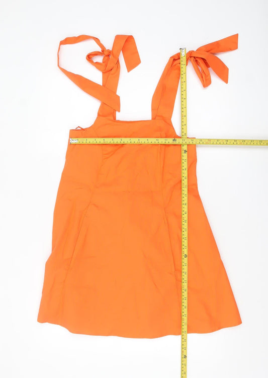 Topshop Petite Orange Cotton A-Line Short Dress UK 8