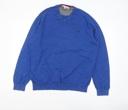 Crew Clothing Co. Men's Blue 2XL V-Neck Cotton Cashmere Jumper