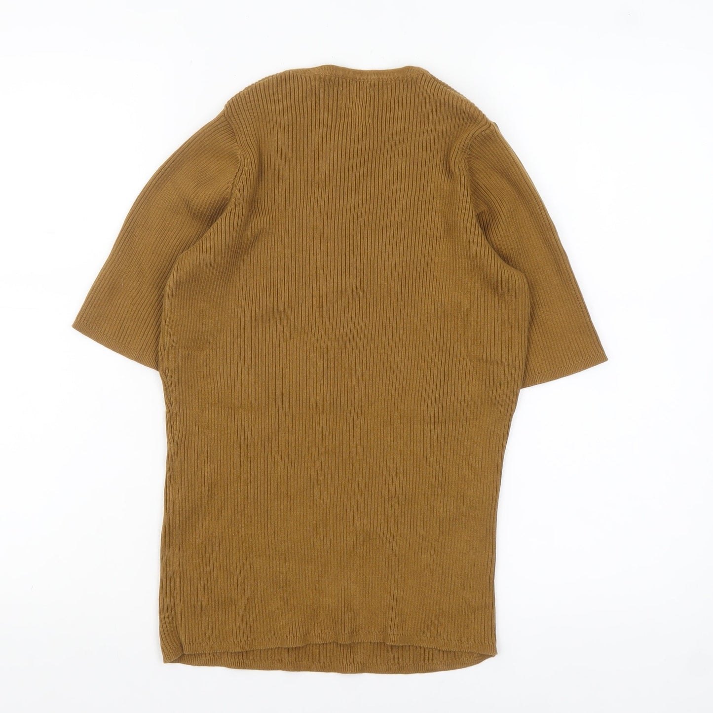 People Tree Women Brown Organic Cotton Henley Jersey Top UK 10